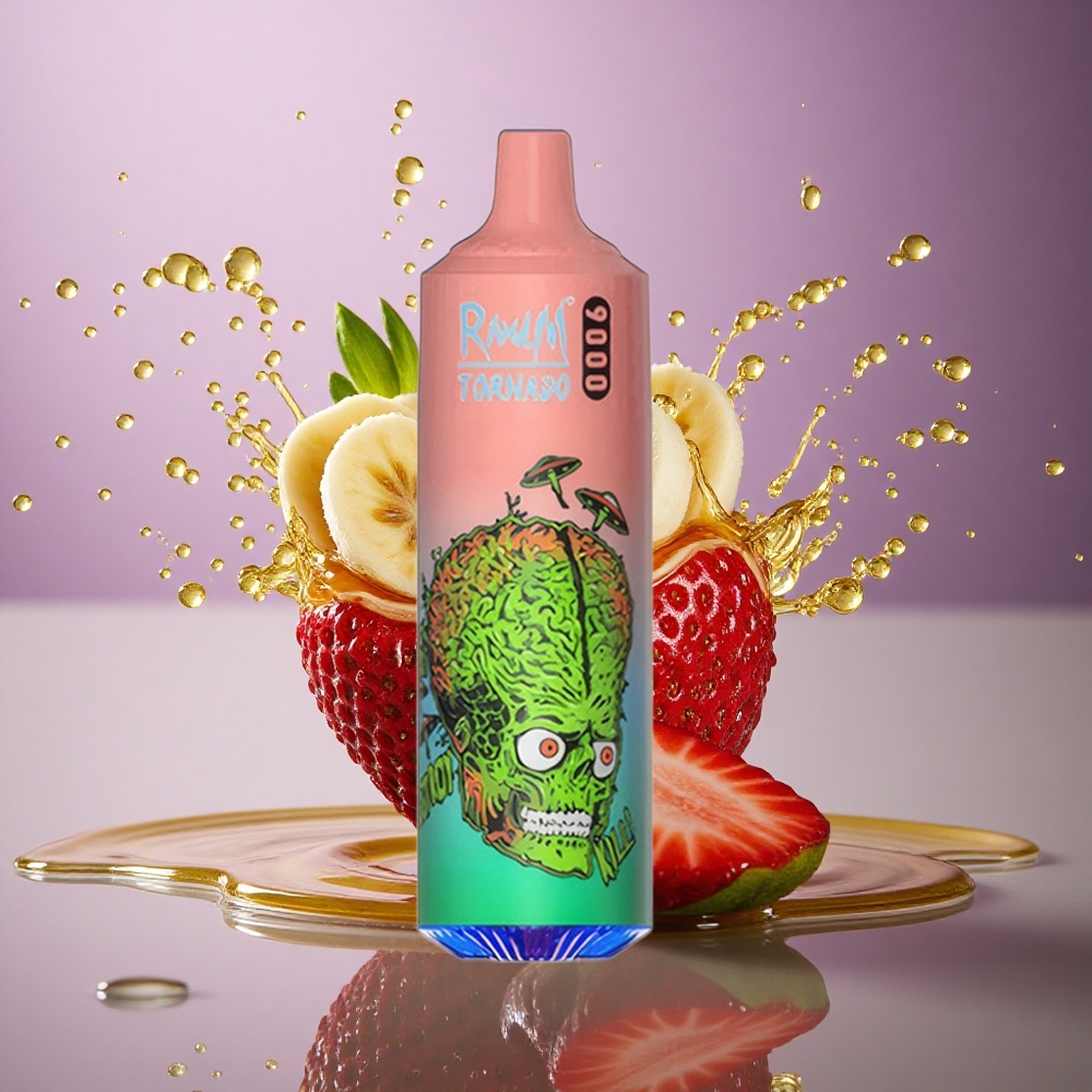 RandM Fumot Tornado 9000 Puffs Jahodovo-Banánové 850 mAh Mesh