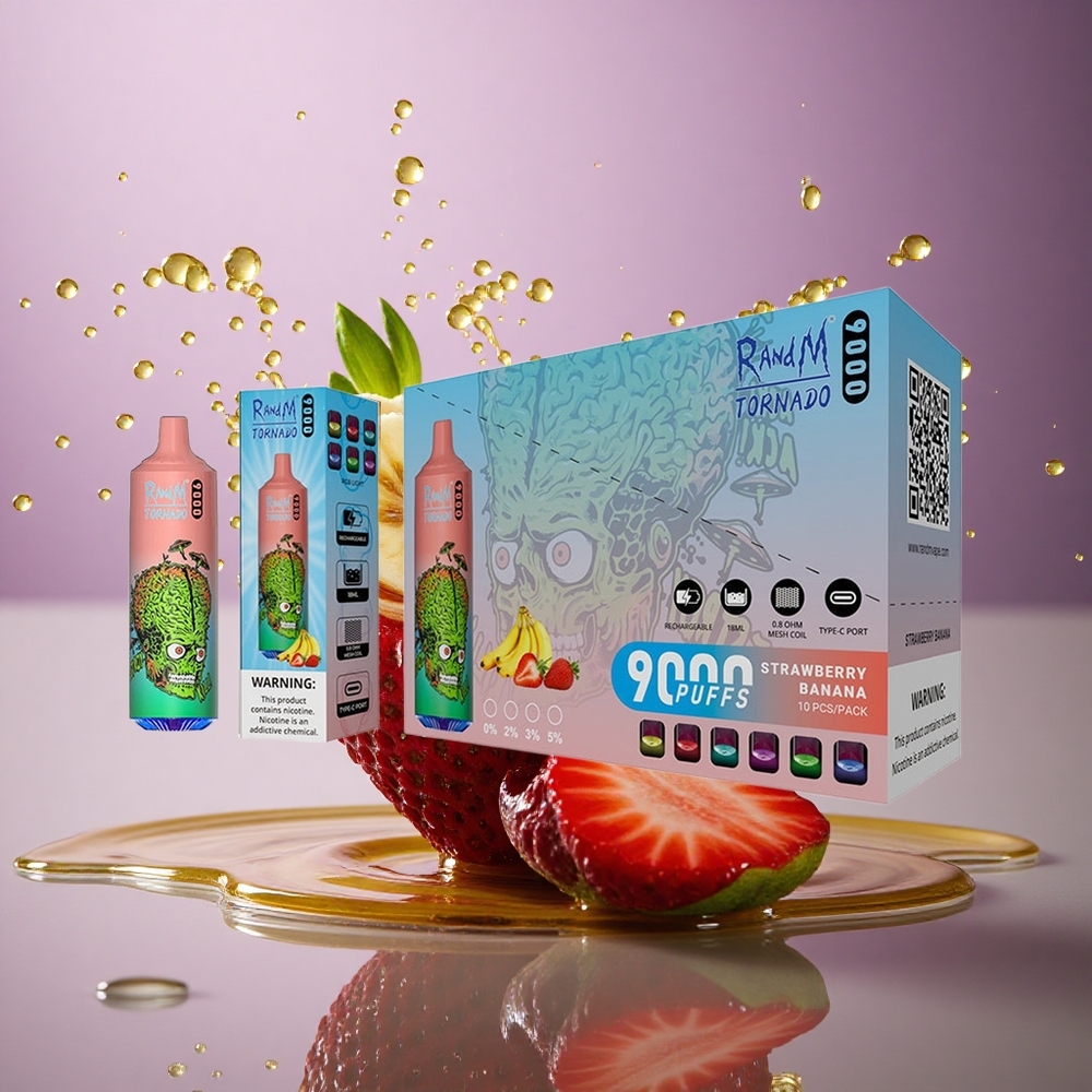 RandM Fumot Tornado 9000 Puffs Jahodovo-Banánové 850 mAh Mesh