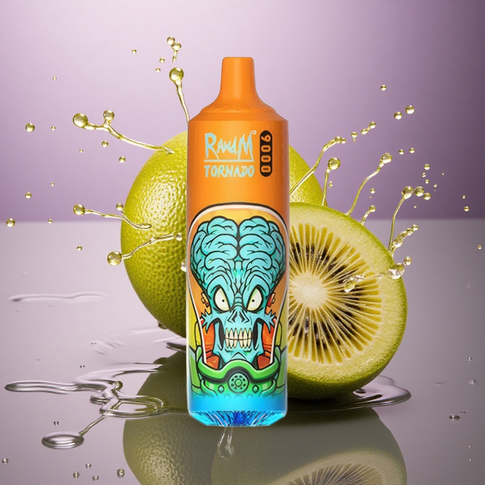 RandM Fumot Tornado 9000 Puffs Kiwi Maracuja Guava s Batériou 850 mAh a Mesh Cievkou