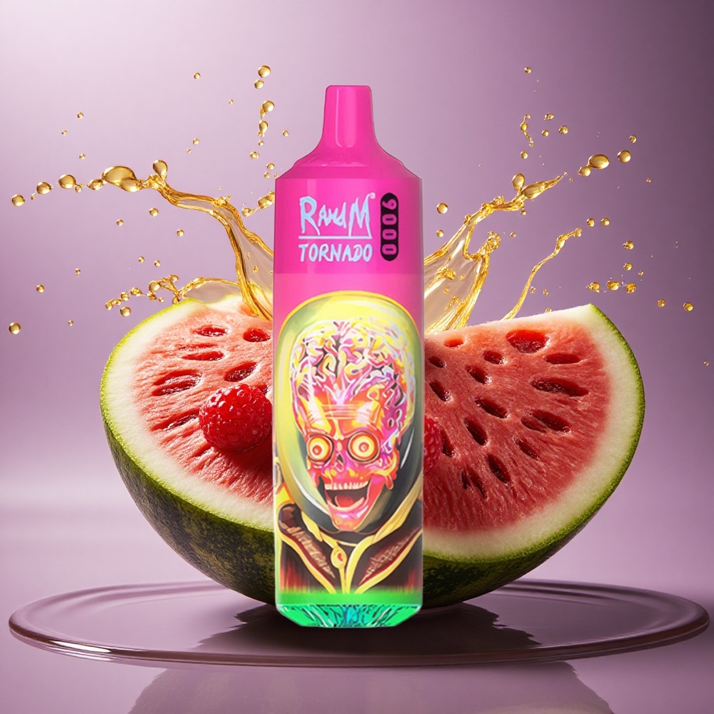 RandM Fumot Tornado 9000 Puffs Malinový Melón s Mesh Cievkou a 850 mAh Batériou