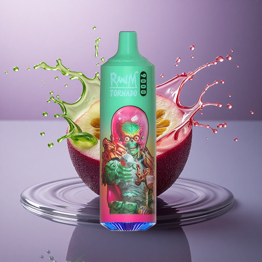 RandM Fumot Tornado 9000 Puffs Modrá Malina Kush 18 mL Mesh