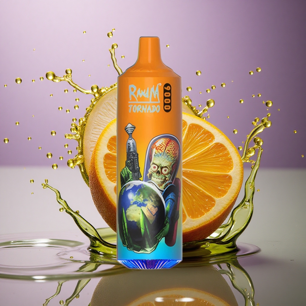 RandM Fumot Tornado 9000 Puffs Pomarančová Soda s Mriežkovou Cievkou a 850 mAh Batériou