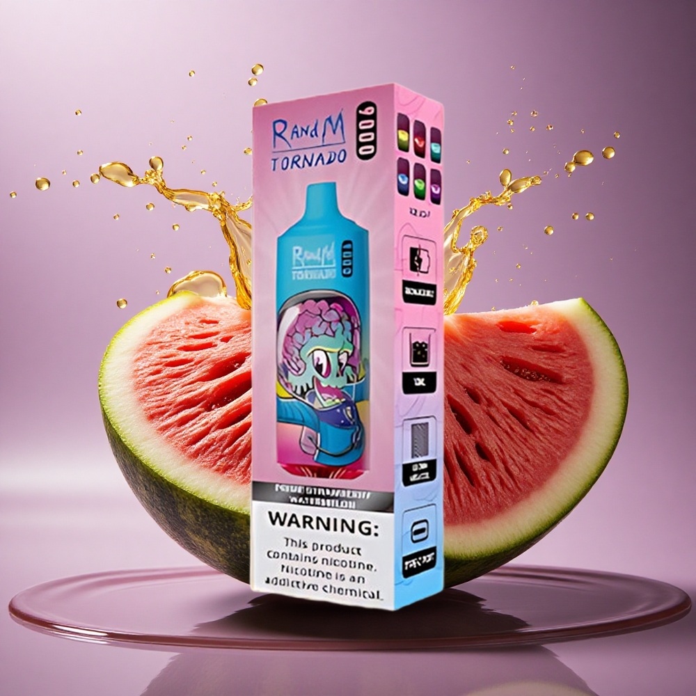 RandM Fumot Tornado 9000 Puffs Prime Jahodový Melón Vodný s 850 mAh a 18 mL