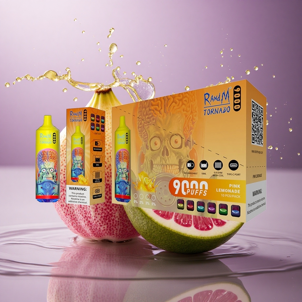 RandM Fumot Tornado 9000 Puffs Ružová Limonáda s 18 mL a Mesh Coil