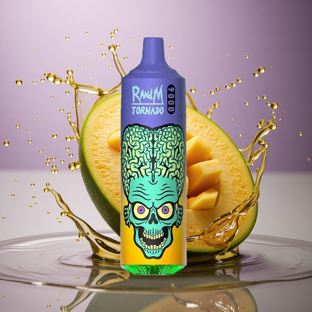 RandM Fumot Tornado 9000 Puffs Slámové Mango s Batériou 850 mAh a 18 mL Kvapalinou