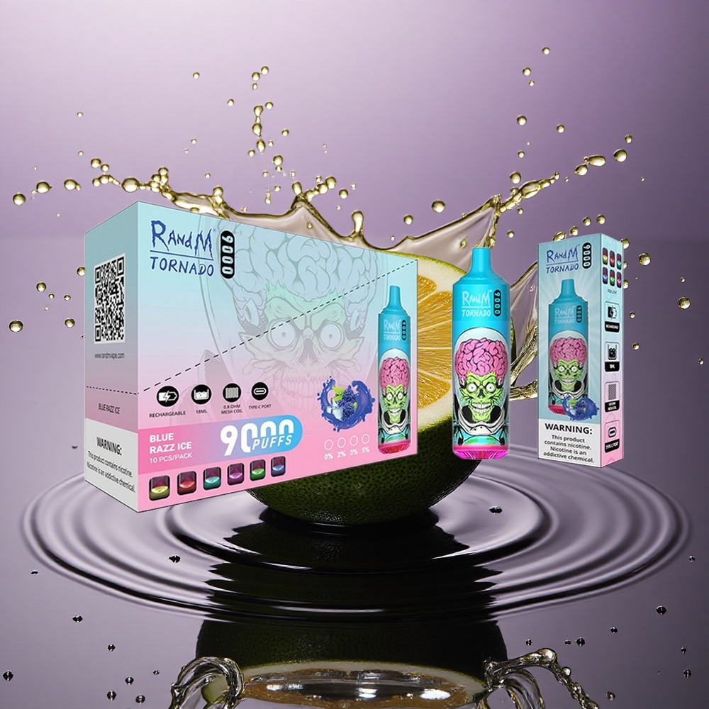 RandM Fumot Tornado 9000 Puffs Čierny Drak Ľadový s 18 mL Tekutiny a 850 mAh Batériou