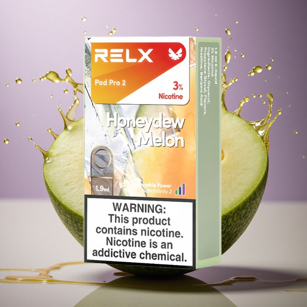 Relx Pod Pro 2 Vape Device Melón Honeydew 30mg/ml nikotín, 1,9ml, 3 naprávanie výkonu: Eco (5,5W), Smooth (6,5W), Boost (8W)
