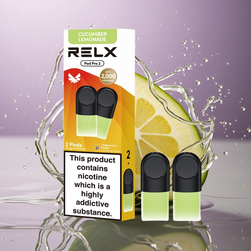 Relx Pod Pro 2 Vape Device Nápoj-uhorková limonáda 18mg/ml nikotínu, 1,9ml, 3 režimy (Eco 5,5W, Smooth 6,5W, Boost 8W)
