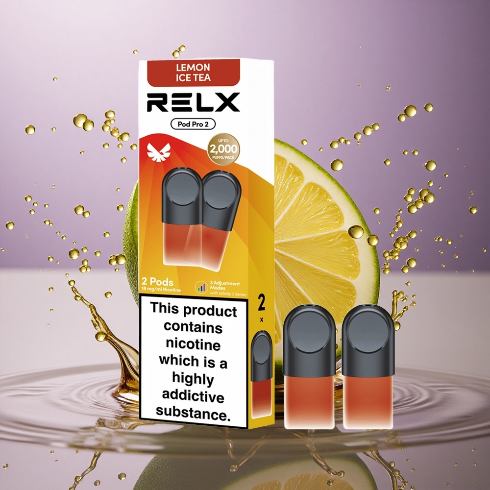 Relx Pod Pro 2 Vape Device Čaj-Citrónová ľadová čajová náplň 18mg/ml nikotínu, 1,9ml objem, 3 režimy napätia