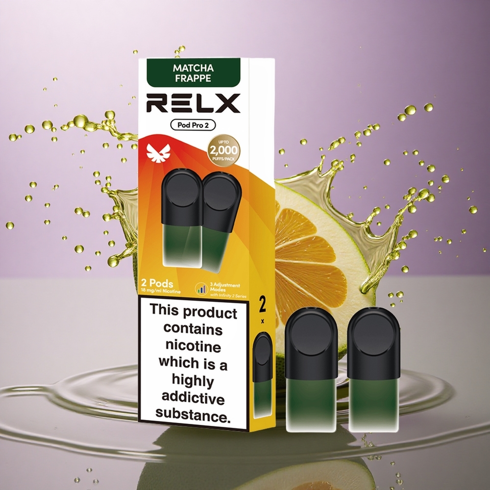 Relx Pod Pro 2 Vape Device Čajový Matcha Frappé 18mg/ml nikotínu, 1,9ml, 3 režimy napätia