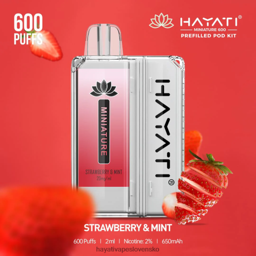 Hayati Miniature 600 podstavcov - 042ZXR46 Hayati Vape Near Me jahoda a mäta
