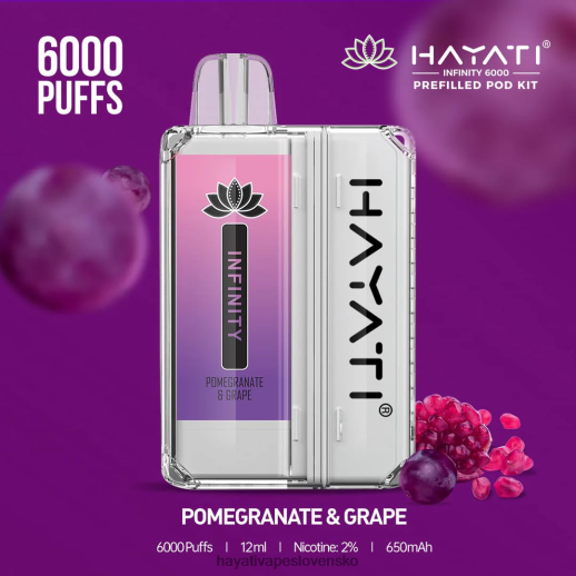 Hayati Infinity Súpravy 6000 pod - 042ZXR156 Hayati Vape Near Me granátové jablko a hrozno