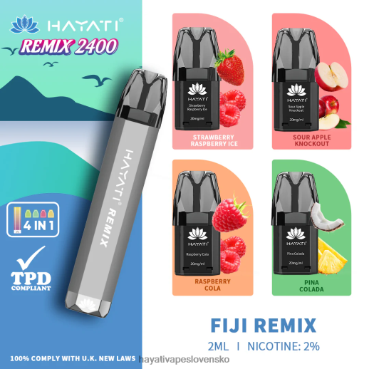 Hayati Remix systém predplnených kapsúl 2400 šlukov - 042ZXR53 Hayati Vape Slovensko fidži remix